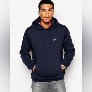 Nike Hoodie Mens Navy Blue XL Long Sleeve Pullover Pocket Embroidered Swoosh
